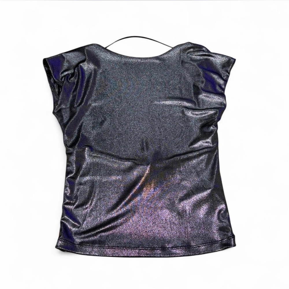 Stradivarius Metallic Black Short Sleeve Top